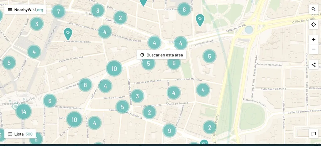 Nearbywiki permite explorar Wikipedia desde la ubicación geográfica del usuario