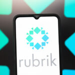 In this photo illustration, the Rubrik logo is seen