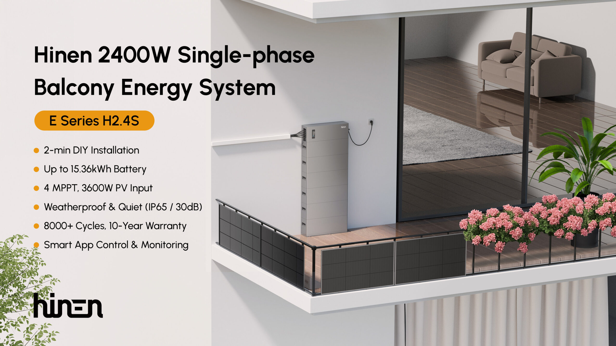 Hinen Unveils 2400W Balcony Energy System for Urban Homes
