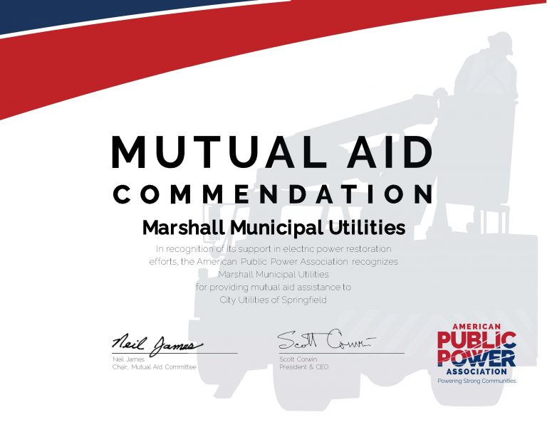 Marshall Municipal Utilities Earns National Honor for Swift Power Restoration