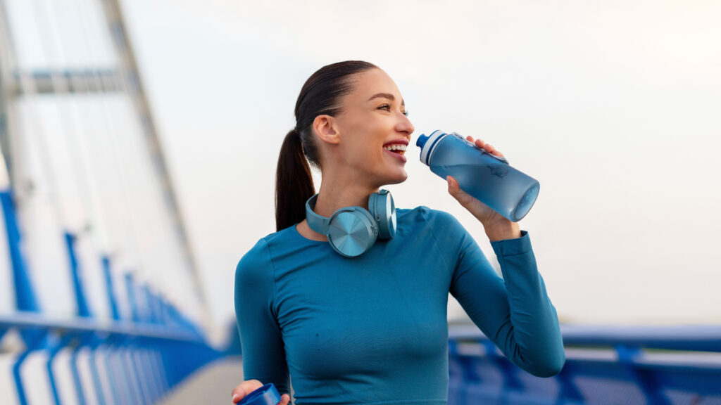 Excited,Young,Woman,Taking,Break,From,Jogging,,Having,Break,And