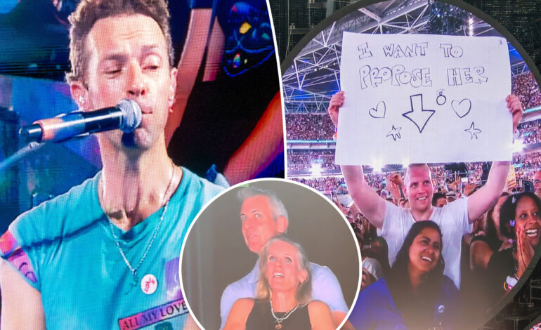 Chris Martin Jokes About Kiss Cam Scandal During Proposal at Wembley