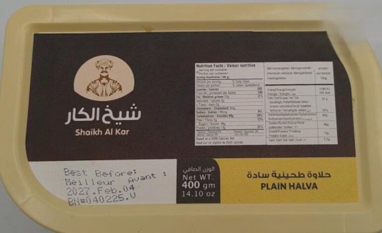 Nationwide Halva Recall Due to Salmonella Risk in Canada