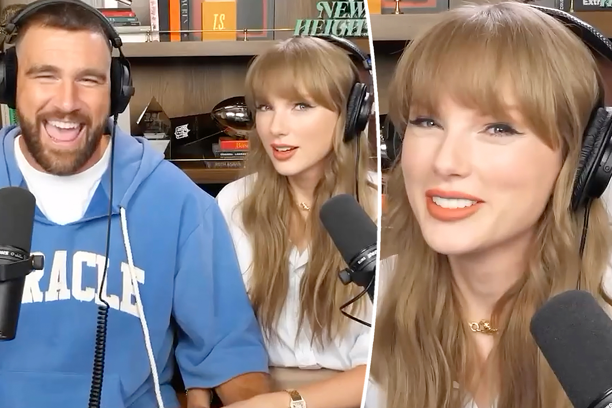 Taylor Swift Joins Travis Kelce on ‘New Heights’ Podcast—Fans React!