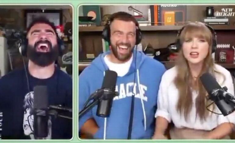 Taylor Swift Shines on Kelce’s Podcast, Reveals New Album