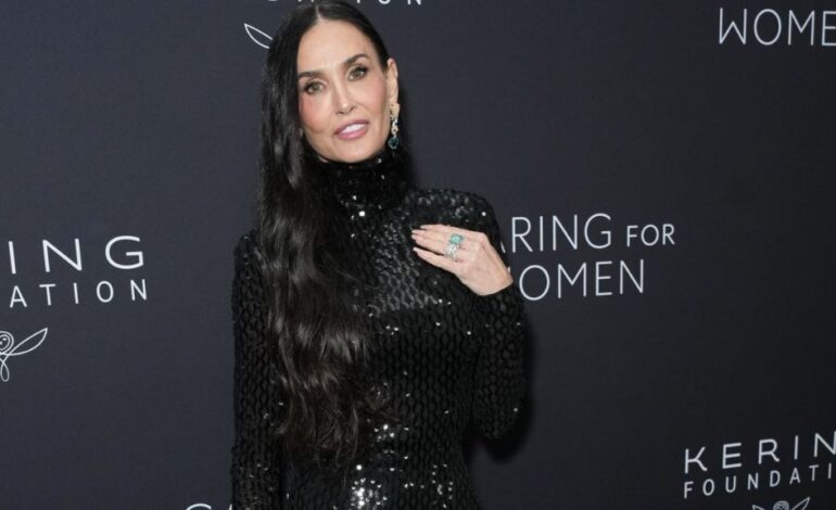 Demi Moore Stuns in All-Black Gucci Gown at NYC Gala
