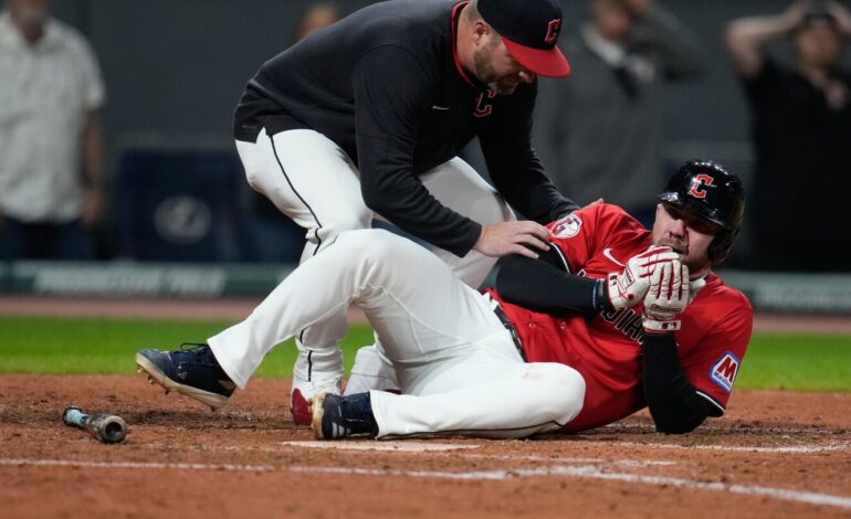 Guardians’ David Fry Hit in Face by Pitch, Carted Off Field