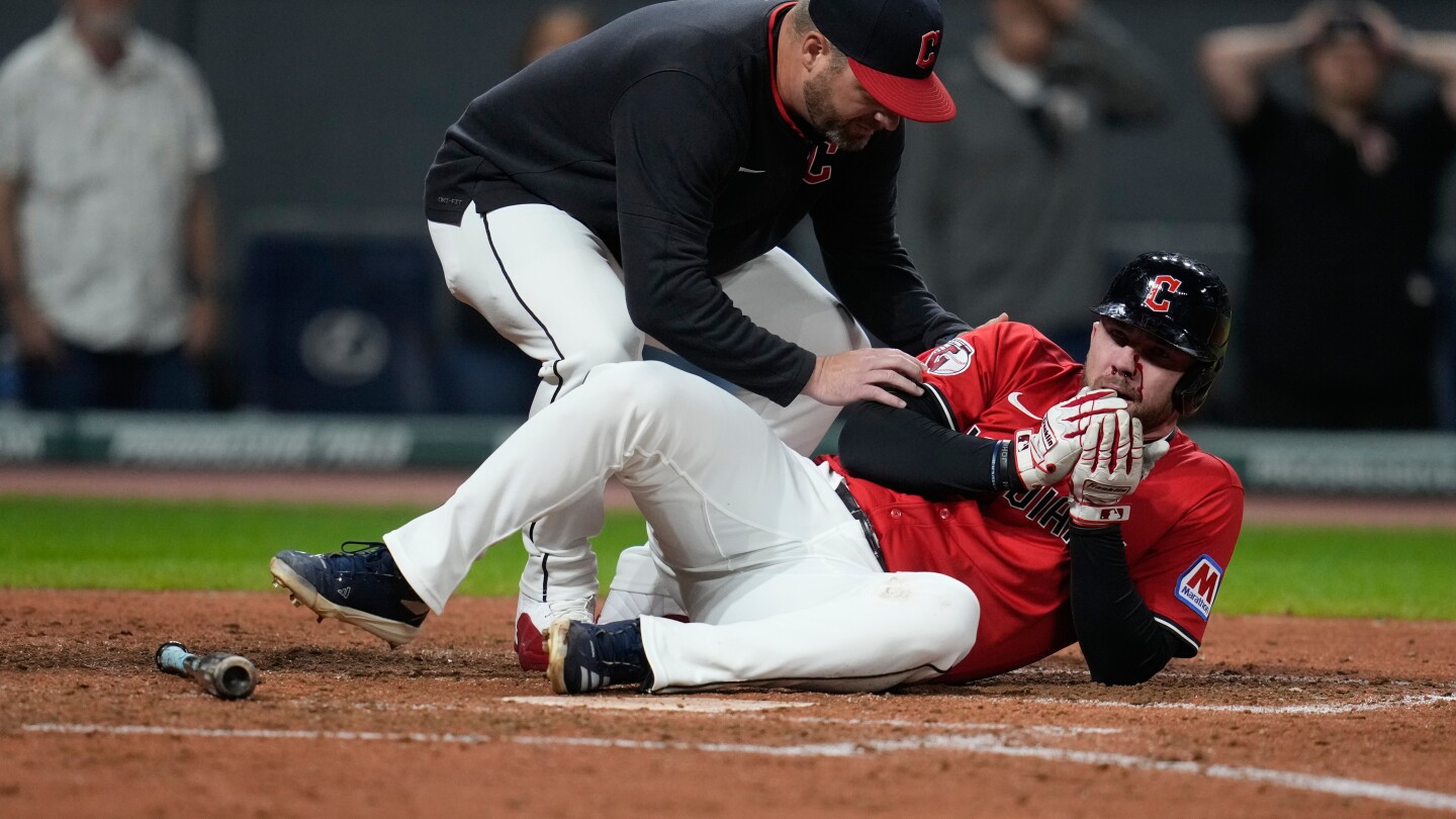 Guardians’ David Fry Hit in Face by Pitch, Carted Off Field