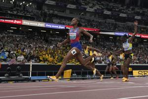 Jamaican Sprinter Oblique Seville, U.S. Star Jefferson-Wooden Win Gold