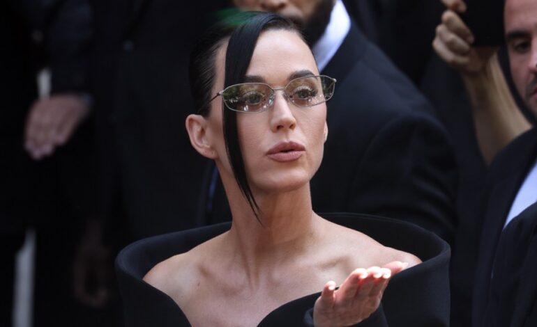 Katy Perry Dazzles in Silver Outfit During Brazil Concert Tour