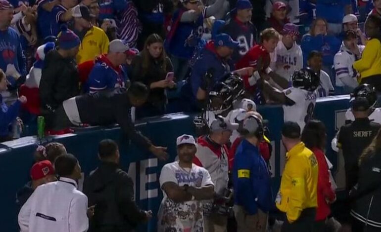Lamar Jackson Pushes Fan After Helmet Incident in Ravens’ Loss