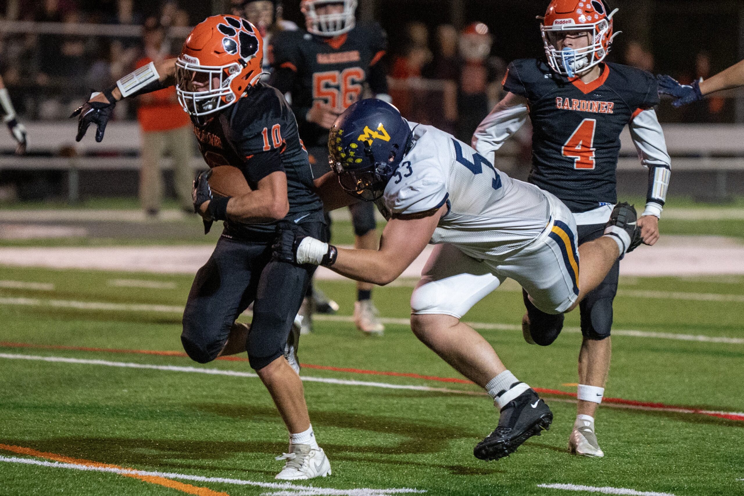 Gardiner Tigers Surge to 5-0 with 28-8 Win Over Medomak Valley