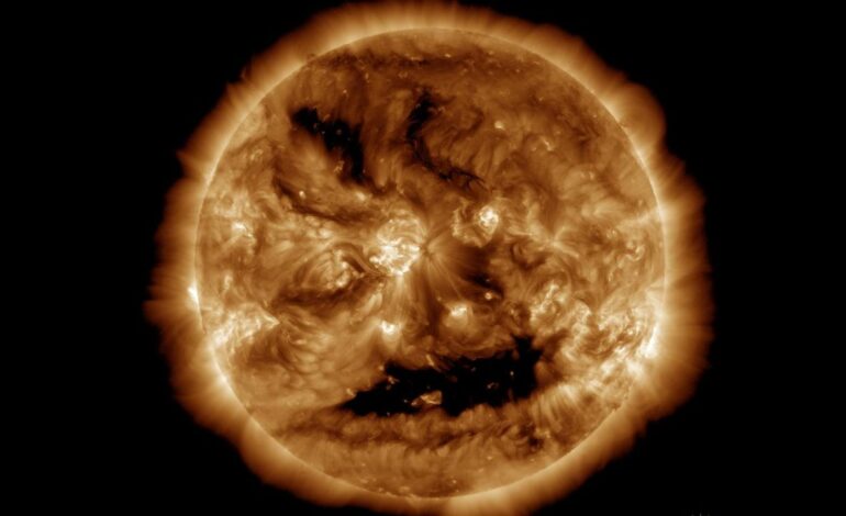 NASA Captures Halloween-Inspired Face on the Sun