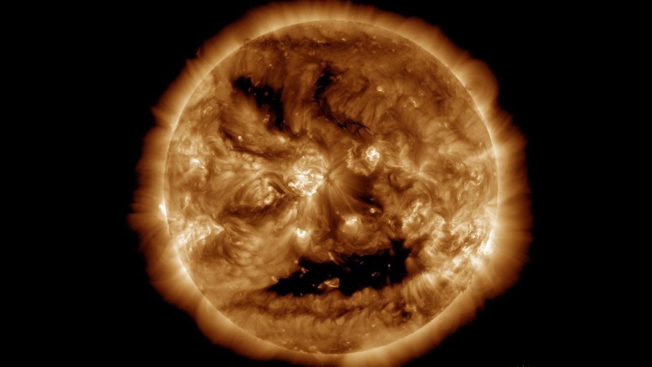 NASA Captures Halloween-Inspired Face on the Sun