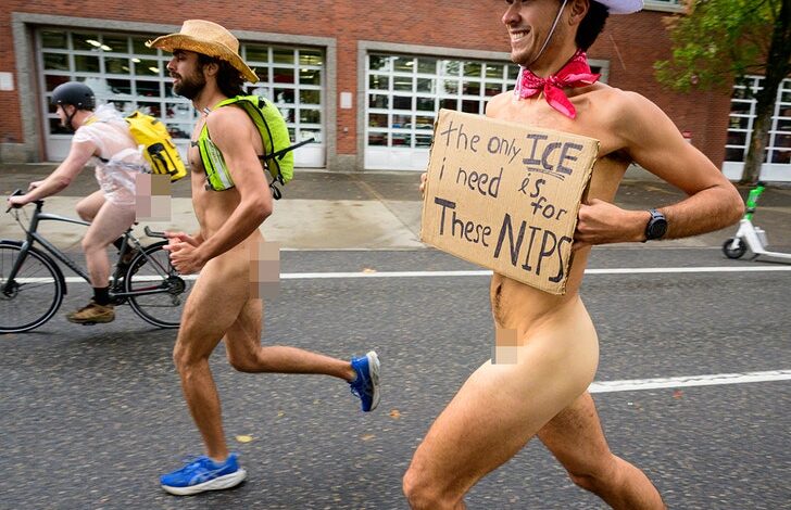 Portland Protesters Ride Naked Against ICE and National Guard Threats