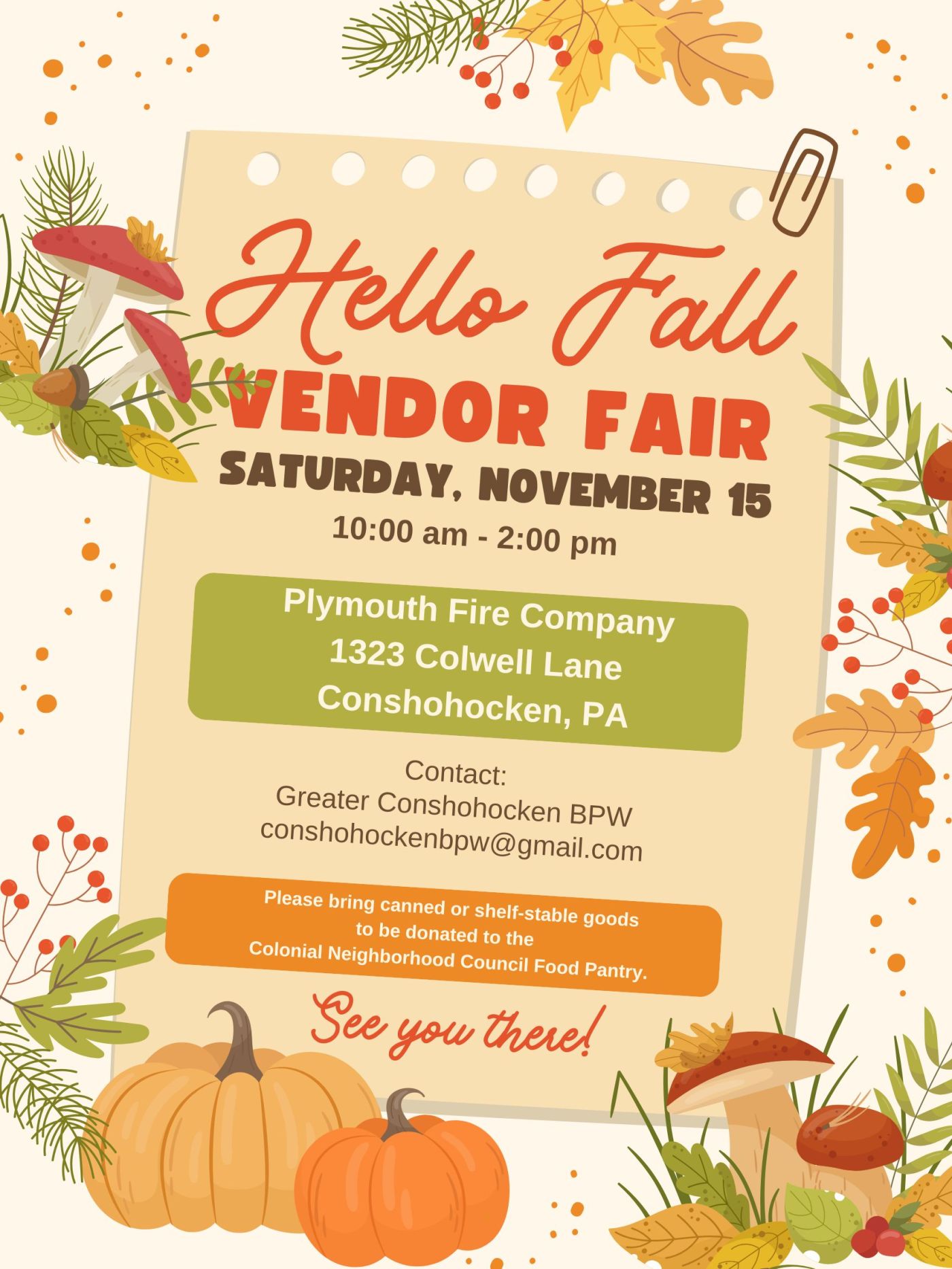 Conshohocken Vendor Fair Set for Nov. 15 at Plymouth Fire Co.
