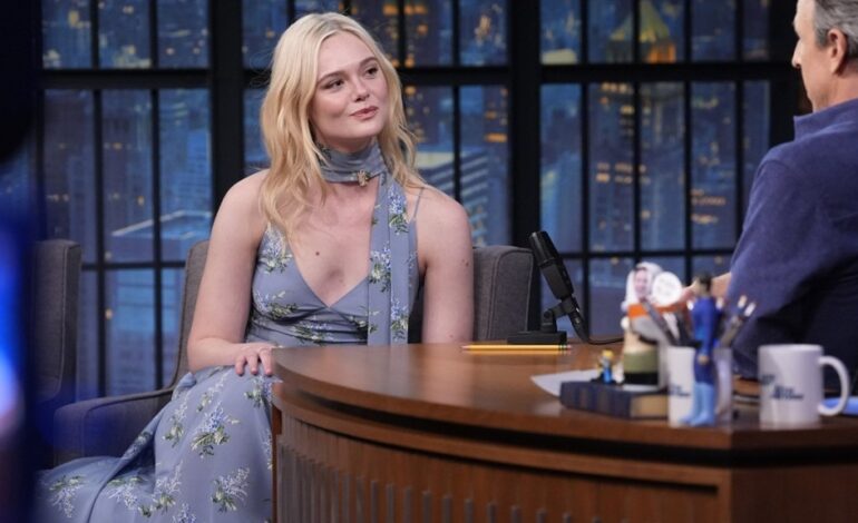 Elle Fanning Wows in Floral Dress on Late Night with Seth Meyers