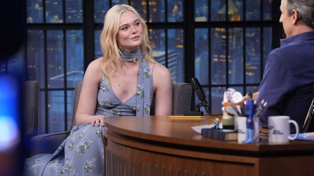 Elle Fanning Wows in Floral Dress on Late Night with Seth Meyers
