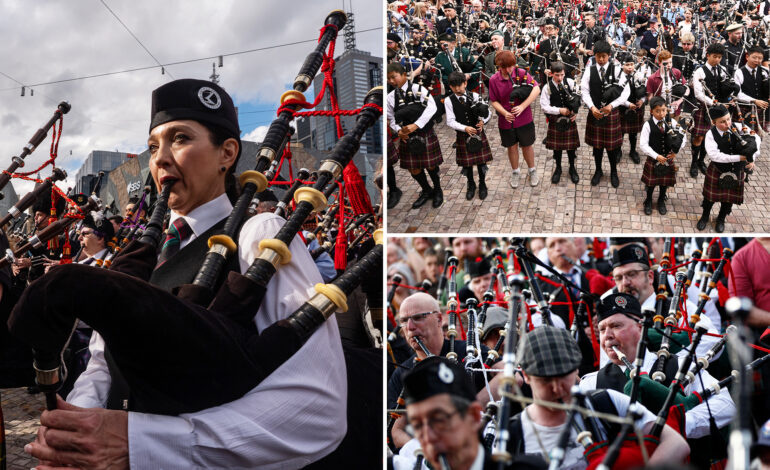 Hundreds of Bagpipers Set New World Record in Melbourne