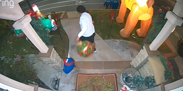 Grinch Caught on Camera Stealing Giant Ornament in San Pedro
