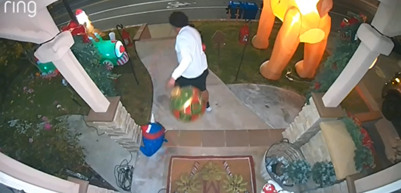 Grinch Caught on Camera Stealing Giant Ornament in San Pedro