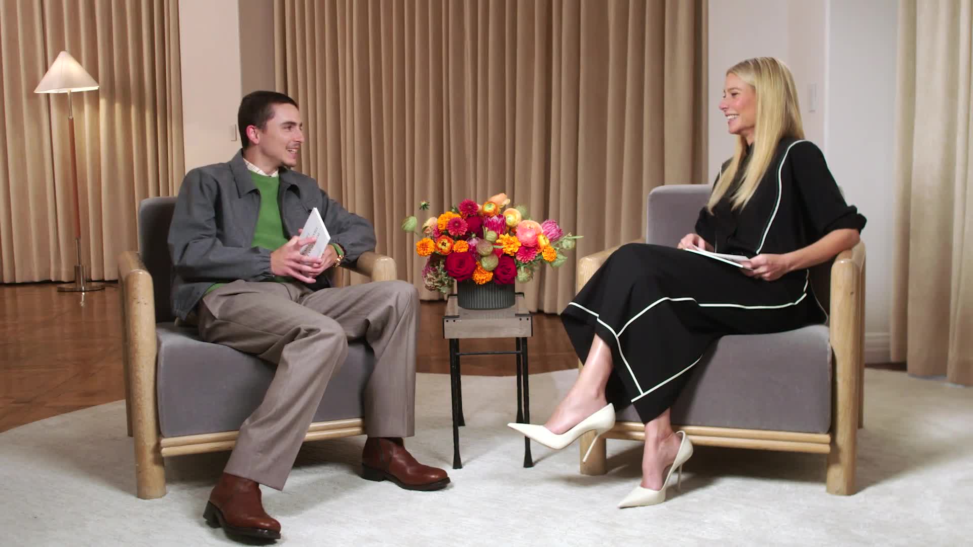 Gwyneth Paltrow and Timothée Chalamet Discuss Tomatoes, Music, and Chaos