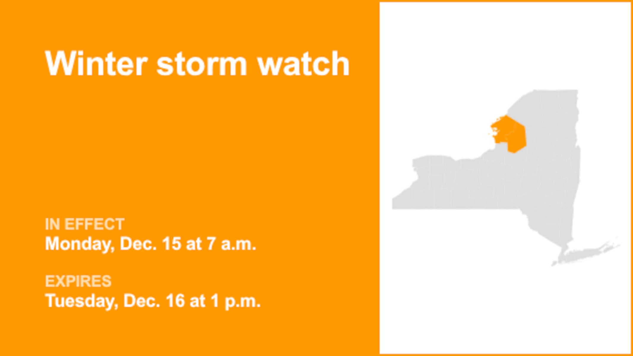 Urgent Winter Storm Watch Issued for Jefferson, Lewis Counties