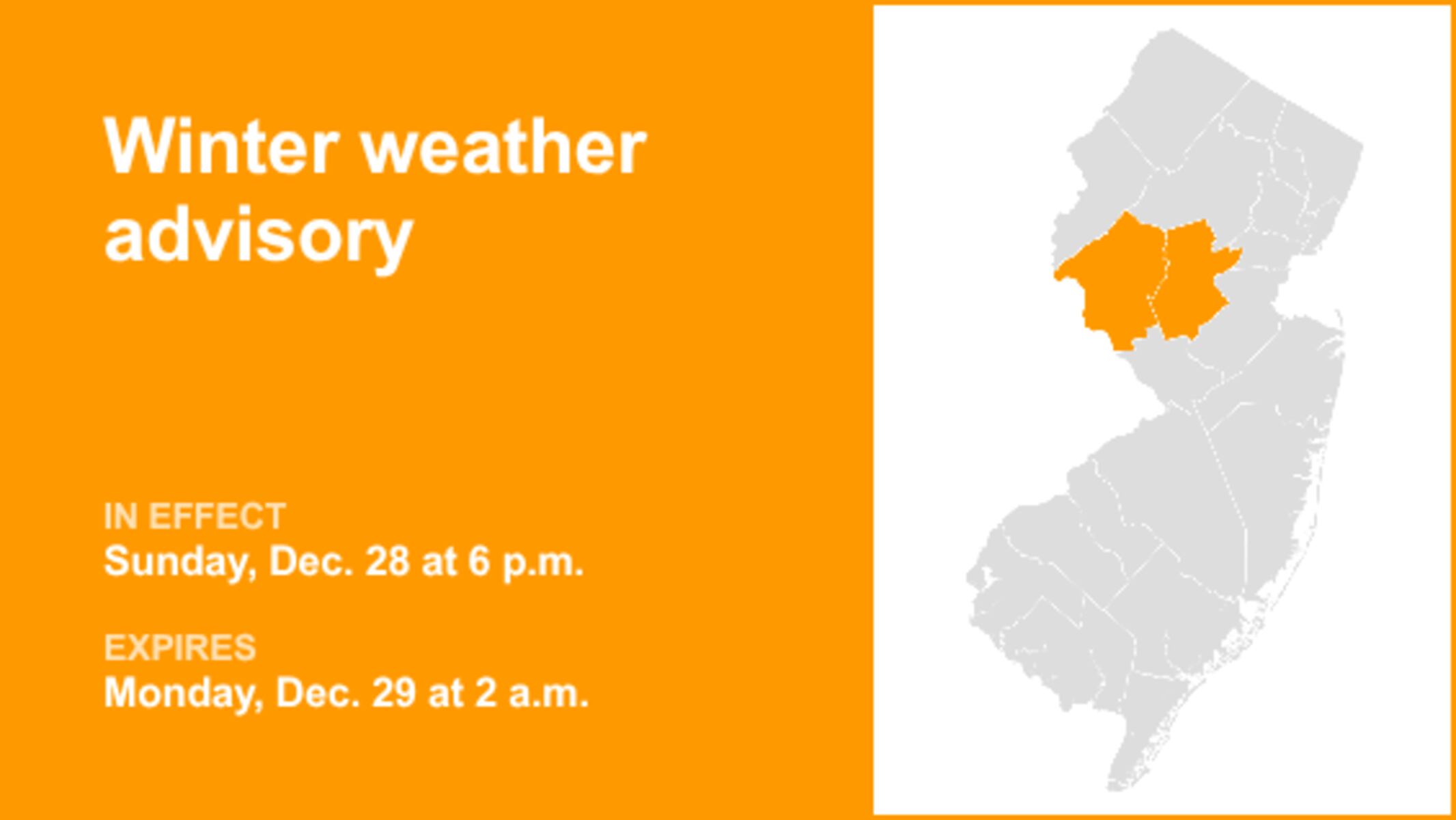 Urgent Winter Weather Advisory Issued for Hunterdon, Somerset